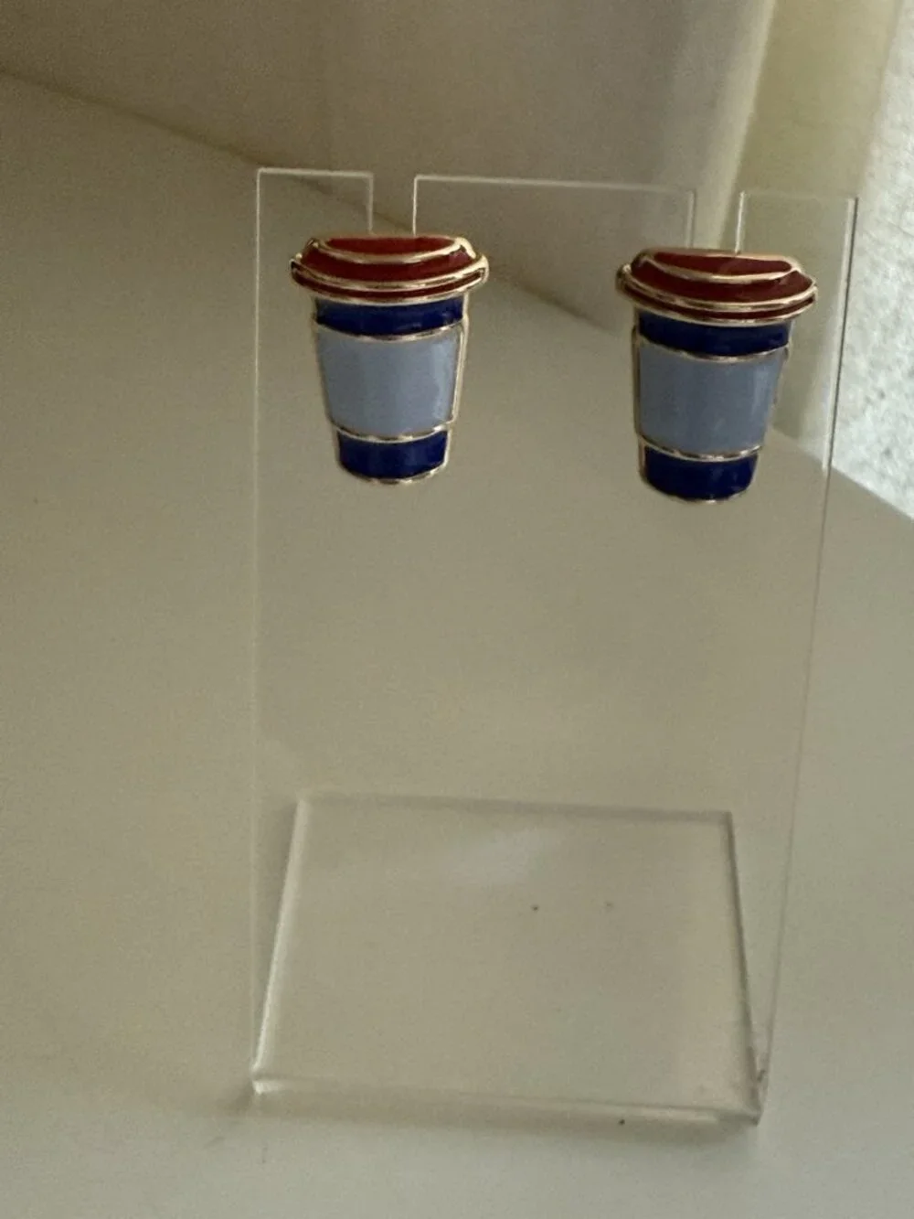 Kate Spade New York Earrings Coffee Cups Stud NEW Gold Tone